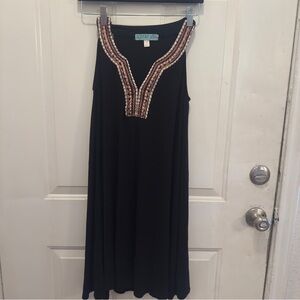Aina Be Black Midi Dress with Embellished Neckline